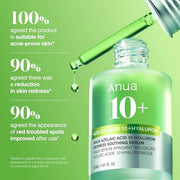 Anua Azelaic Acid 10 Hyaluron Redness Soothing Serum, 1.01 fl oz | Facial Serum for Blemish-Prone & Oily-Prone Skin, Lightweight & Hydrating Blemish Care, Hyaluronic Acid, Korean Skincare