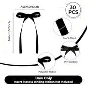 30 Pack Bow Cake Toppers Black Ribbon Bows for Cake Halloween Party Decor | Black Ribbon Bow Halloween Party Decorations Birthday Decorations for Baby Shower, Wedding, Engagement, Bachelorette Party