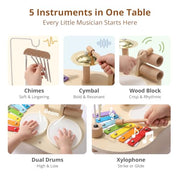 Wooden Drum Set for Toddlers 1-3, Montessori Musical Toy for Kids | First Birthday Gift for Boys & Girls, Encourages Engagement & Open-Ended Play, Screen-Free Fun