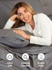 CGK Extra Deep Queen Sheet Set - 6pc Cooling Sheets - Grey | Hotel Luxury Bed Sheets Set, Easy & Secure Fit, Ultra-Soft, Wrinkle & Fade Free, Comfy Sheets Set with Extra Deep Pockets