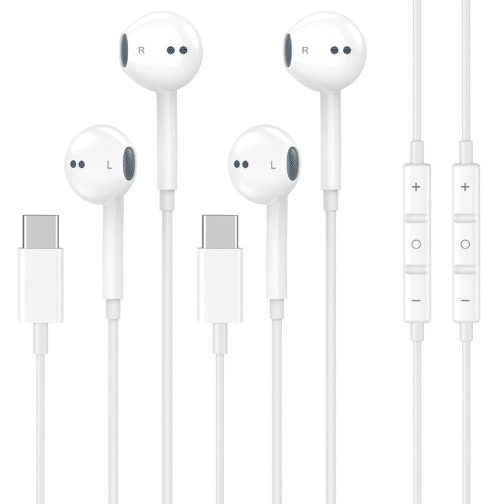 2 Pack [Apple MFi Certified] USB C Headphones Wired for iPhone 18 17 16 15 | Wired Earbuds with Microphone & Remote Control Noise Cancelling Type C Earphones for iPhone Duo 18 17 16 15 Pro Max, Galaxy