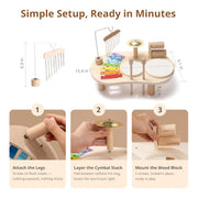 Wooden Drum Set for Toddlers 1-3, Montessori Musical Toy for Kids | First Birthday Gift for Boys & Girls, Encourages Engagement & Open-Ended Play, Screen-Free Fun