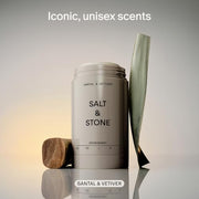 Salt & Stone Aluminum-Free Deodorant, Women & Men Santal & Vetiver 2.6 oz | Extra Strength 48 Hour Protection, Gender Neutral Scent, Made with Niacinamide, Spirulina, Magnesium & Antioxidants