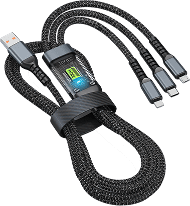 💥Limited time 50% off🔥⚡Transparent Luminous 3-in-1 Super Fast Charging Cable