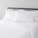 Amazon Basics Lightweight Super Soft Breathable Wrinkle-Resistant Microfiber 4-Piece Bed Sheet Set with 14-Inch Deep Pockets, Queen, Bright White, Solid