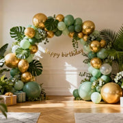 RUBFAC Gold Balloons Different Sizes Chrome Gold Balloon Arch Kit 129pcs | Metallic Gold Balloon Garland Arch Kit for Christmas Halloween Graduation Party Wedding Holiday Happy Birthday Decoration