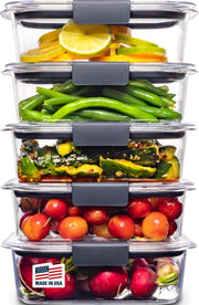 Rubbermaid Brilliance Tritan Plastic Food Storage Containers BPA Free Airtight Lids Ideal for Lunch Meal Prep & Leftovers Set of 5 (3.2 Cup)
