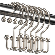 Titanker Shower Curtain Hooks Rings, Rust Resistant Metal Double Glide Shower Hooks Rings for Bathroom Shower Rods Curtains, Set of 12 Hooks - Nickel