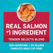 Purina ONE Tender Selects Dry Cat Food, Salmon, 7 lb Bag | Real salmon is the #1 ingredient made with carrots, peas, vitamins A and E for bright eyes, strong muscles and digestion