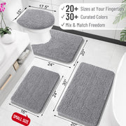 OLANLY Bathroom Rugs 30x20, Extra Soft Absorbent Chenille Bath Rugs | Grey, Quick-Drying Rubber Backing, Machine Washable Bath Mat for Bathroom Floor, Tub and Shower, Home Decor Accessories