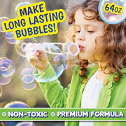 Sunny Days Entertainment Bubble Solution 64 oz - Non-Toxic - 3+ Years | Includes Wand, Easy Grip Bottle, For Machines And Wands, 11 in Tall, 4.2 lb, Ages 36 Months Up, Holiday Theme