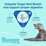 C.E.T. Veggiedent Fr3sh Plaque and Tartar Control Chews for Dogs, Medium | Vet recommended dental chews, plant-based formula, supports canine digestive health, VOHC approved for plaque & tartar