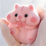 Handmade Taba Squishy Hamster Toy, Cute Squishy Stress Relief Fidget Toy | CUTE SQUEEZE Soft Non-toxic Silicone Butter Cheese Dumpling Squishy, Fuzzy Animal Sensory Toys for Kids Adults, Pink