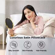 Bedsure Satin Pillowcases Queen Set of 2, Similar to Silk Pillow Case, 100% Polyester, Reduces Hair Frizz & Skin Friction, Decorative Covers, Gifts for Women, Envelope Closure, 20" x 30", Beige