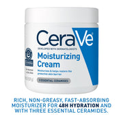 CeraVe Moisturizing Cream, Face & Body Moisturizer for Dry Skin, 19oz | Skin Care with Hyaluronic Acid, Skin Barrier Repair, Ceramide Moisturizer, Fragrance Free, Non-Comedogenic, Daily Use