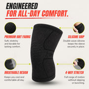 UFlex Athletics Knee Brace Sleeve Men & Women | Knee Compression Sleeve Support for Arthritis Joint Pain Relief, Workout, Swelling, Sports, Circulation, Running ACL Recovery