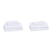 Amazon Basics Lightweight Super Soft Breathable Wrinkle-Resistant Microfiber 4-Piece Bed Sheet Set with 14-Inch Deep Pockets, Queen, Bright White, Solid