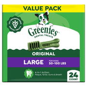 Greenies Large Natural Dental Dog Treats, Original Flavor, 24 Count | Veterinarian-recommended, supports oral health & freshens breath, clean to gumline, for dogs 50-100 lbs, chicken flavor
