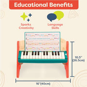 B. toys Wooden Piano, Mini Maestro with Color-Coded Songbook | Wooden piano toy with color-coded keys and songbook featuring 6 classical compositions; 3+ Years
