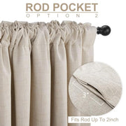 Linen Total Blackout Curtains for Bedroom Living Room 84 Inch, Cream | 100% Blackout Shield Linen Textured Back Tab/Rod Pocket Drapes, Thermal Insulated Blackout Curtains 2 Panels Set, 50"W x 84"L