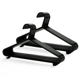 KEPLIN Adult Plastic Coat Hangers - 25 Pack, Strong Clothes Hangers for Clothes Rail & Closet, Clothing Hanger with Suit Pants Trouser Bar and Clips, Space Saving, 37.5 cm Wide (Black (Gloss)
