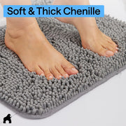 GORILLA GRIP Bath Rug Mat for Bathroom, Absorbent Chenille, 24x17 Gray | Soft Thick Quick Dry Microfiber Mats, Rubber Backing, Machine Washable Tub and Shower Floor Rugs, Home Decor Essentials