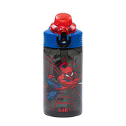 Zak Designs Marvel Spider-Man Sage 16oz Leak-Proof Straw Kids Water Bottle | BPA Free, Durable Plastic, Cupholder Friendly, Dishwasher Safe, Easy to Clean, Lid Lock, Handle, For School, Home, Travel
