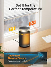 DREO Space Heater, Portable Electric Heaters for Indoor Use with Thermostat | 2026 Upgraded, 34dB Quiet, 12H Timer, 5 Mode, Remote, 1500W PTC Ceramic Fast Safety Heat for Office Bedroom Home, Gold