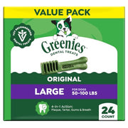 Greenies Large Natural Dental Dog Treats, Original Flavor, 24 Count | Veterinarian-recommended, supports oral health & freshens breath, clean to gumline, for dogs 50-100 lbs, chicken flavor