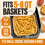 Air Fryer Liners Disposable, Unbleached Parchment Paper Baking Liners | Non-Stick, Oil-Proof, Fits 5-8 Qt Baskets, Heat Safe to 450F, BPA-Free & PFAS-Free for Ninja, Cosori, Instant Pot