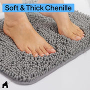 GORILLA GRIP Bath Rug Mat for Bathroom, Absorbent Chenille, 24x17 Gray | Soft Thick Quick Dry Microfiber Mats, Rubber Backing, Machine Washable Tub and Shower Floor Rugs, Home Decor Essentials