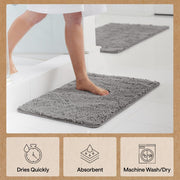 GORILLA GRIP Bath Rug Mat for Bathroom, Absorbent Chenille, 24x17 Gray | Soft Thick Quick Dry Microfiber Mats, Rubber Backing, Machine Washable Tub and Shower Floor Rugs, Home Decor Essentials