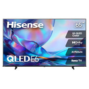 Hisense 65" Class E6SR Series Hi-QLED 4K UHD Smart Roku TV (65E6SR, 2026 Model) - Dolby Vision, Game Mode Plus, VRR, ALLM, DTS Virtual:X, Apple AirPlay, Compatible with Alexa and Google Assistant
