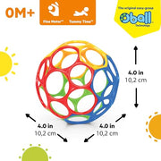 Bright Starts Oball Easy Grasp Classic Ball BPA-Free Infant Toy in Red, Yellow, Green, Blue, Age Newborn and up, 4 Inches