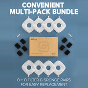 Veken Cat Water Fountain Filters, F1 Series, 8 Pack Replacement Filters | and 8 Pack Replacement Pre-Filter Sponges Set for C1, C1 Classic, D1 & D1 Pro Series Pet Fountain Dog Water Dispenser