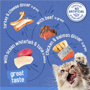 Purina Friskies Wet Cat Food Variety Pack, Shreds, 40 Pack 5.5 oz Cans | Beef, turkey and cheese, chicken and salmon, and ocean whitefish and tuna recipes in savory gravy