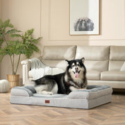 EHEYCIGA Orthopedic Extra Large Dog Bed, Waterproof Washable XL Pet Bed 44" | Non-Slip Bottom and Egg-Crate Polyurethane Foam Big Dog Couch Bed with Washable Removable Cover, Grey