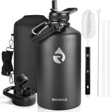RAYMYLO One Gallon Water Bottle Insulated 128 oz, Stainless Steel | Triple Walled Vacuum (Cold for 48 Hrs), Leak Proof & Non-BPA, Large Water Flask Jug with Paracord Handle & Straw Spout Lids