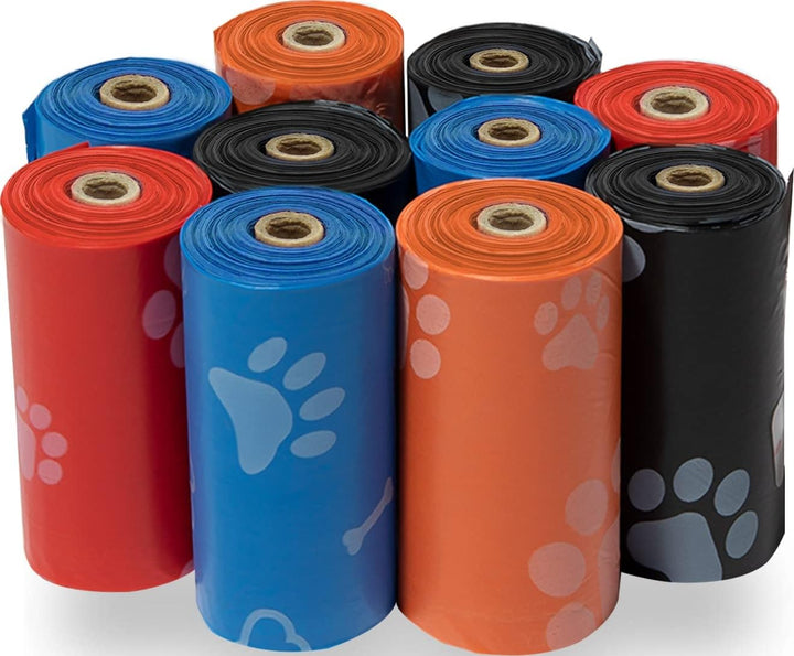 Best Pet Supplies Poop Bags for Dogs - Assorted Colors, 150 Count | Scented, Leak-proof, Easy-Tear perforations, 15 Thick Bags per roll, Outdoor Walking & Travel, Fits Standard Holders