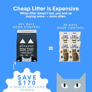 Boxie Probiotic Clumping Cat Litter 40+ Day Odor Control Dust Free 16 lb | Hard Flat Top clumps stay on top for fast scooping and less scrubbing; no added fragrance, fillers, or harsh chemicals