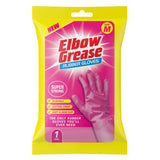 Elbow Grease Pink Rubber Gloves | Super Strong (Medium - 1 Pack) | Flocked Cotton Lined, Non-Slip Household Cleaning Glove - Durable Waterproof Gloves with Soft Lining