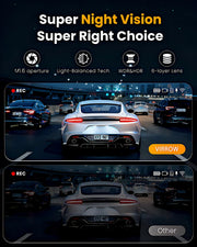 XYGCACO 4K Dash Cam Front and Rear, WiFi Dash Camera for Cars with App | 4K+1080P*3 FHD Dash Cam, 64G Card Included, G-Sensor Emergency Lock, 8 IR Lamps Night Vision, 24H Parking Monitor, Black Gold
