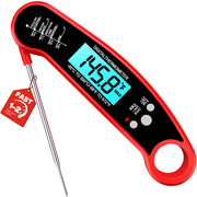 Meat Thermometer Digital, 1-2 Sec Instant Read, Food, Cooking, Grilling | Bright Backlit Display, Waterproof for Air Fryer, Smoker, Candy, Kitchen Gadgets, BBQ Essentials, Gift for Men Husband, Red