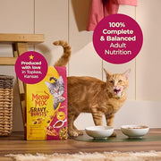 Meow Mix Gravy Bursts Dry Cat Food, 3 lb Bag | Crunchy cat kibble, gravy filled pieces, 100% complete & balanced nutrition
