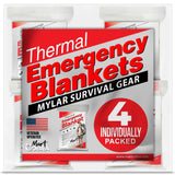 Emergency Blanket Mylar Thermal Space Survival Gear & Supplies 4-Pack Foil | Cold Weather Power Outage Camping Car Winter Storm Heat Reflective Hiking Backpacking Essentials First Aid Marathon Prepper