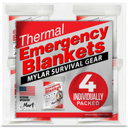 Emergency Blanket Mylar Thermal Space Survival Gear & Supplies 4-Pack Foil | Cold Weather Power Outage Camping Car Winter Storm Heat Reflective Hiking Backpacking Essentials First Aid Marathon Prepper
