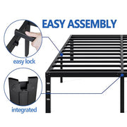 NEW JETO Metal Bed Frame,Queen Size Bed Frame with Storage Space,14 Inch | Heavy Duty Sturdy Mattress Foundation,Easy Assembly,No Box Spring Needed, Black