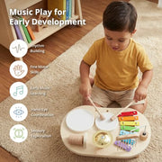 Wooden Drum Set for Toddlers 1-3, Montessori Musical Toy for Kids | First Birthday Gift for Boys & Girls, Encourages Engagement & Open-Ended Play, Screen-Free Fun