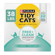 Purina Tidy Cats Free and Clean Unscented Clumping Cat Litter, 38 lb Box | Activated charcoal delivers lasting odor control, made without fragrances or dye, clumping
