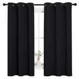 NICETOWN Black Blackout Curtains for Bedroom 42" Wide x 63" Long 2 Panels | Solid Grommet Thermal Insulated Drapes, Noise Reducing, Light Blocking, Room Darkening Decor for Kitchen Window Treatments